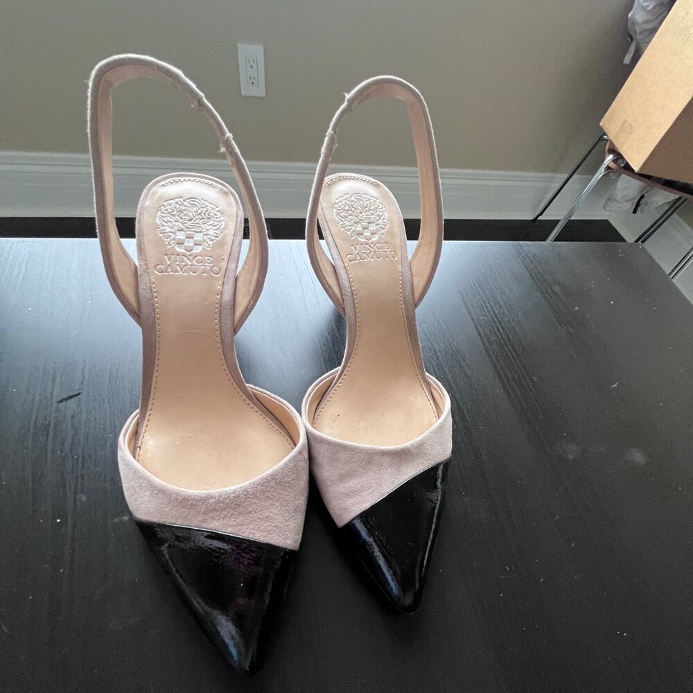 Vince Camuto Two-Tone Heels 7.5 Black Beige